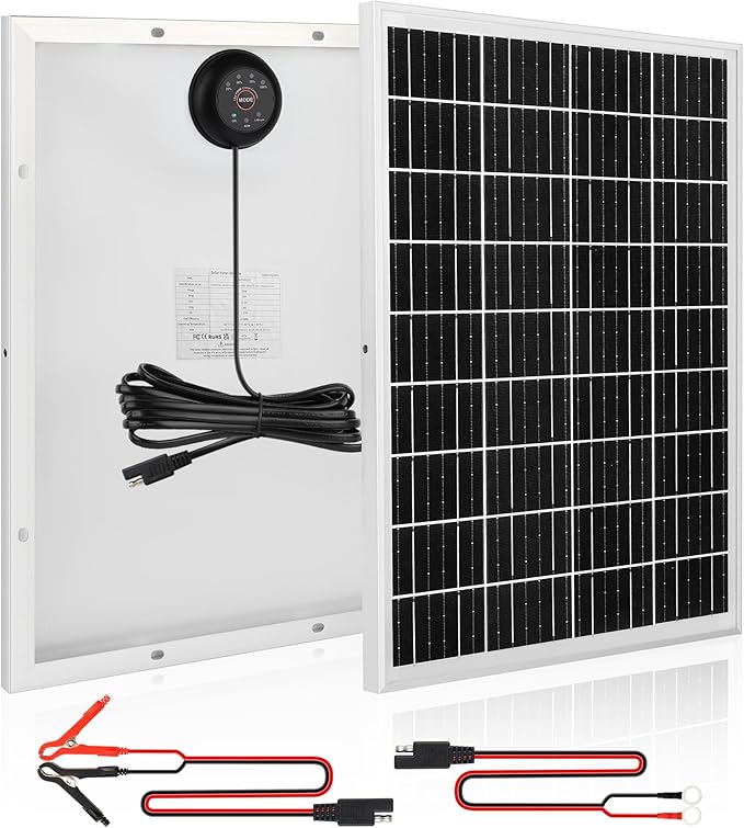 25W 18V Solar Panel with Rear-Mounted PWM Charge Controller 23% High Efficiency 12BB N-Type Monocrystalline Solar Cells for Camera Farm Rooftop Door Opener Lawn Street Light Pump Camp IP65 Waterproof