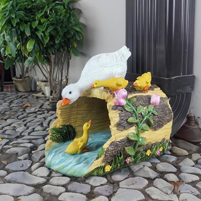 Duck Statues Gutter Extension Garden Decoration, Resin Outdoor Decor, Animal Downspout Diverter, 3"4" Extender Splash Block