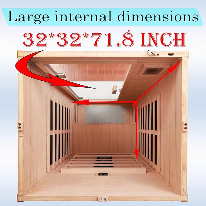 Ceramic Infrared Sauna 1 Person Far Infrared Sauna Hemlock Saunas Room for Home 2 in 1 Indoor Sauna with Low EMF Heaters + Ceramic Heating Cubes-Chromotherapy-Bluetooth Speaker