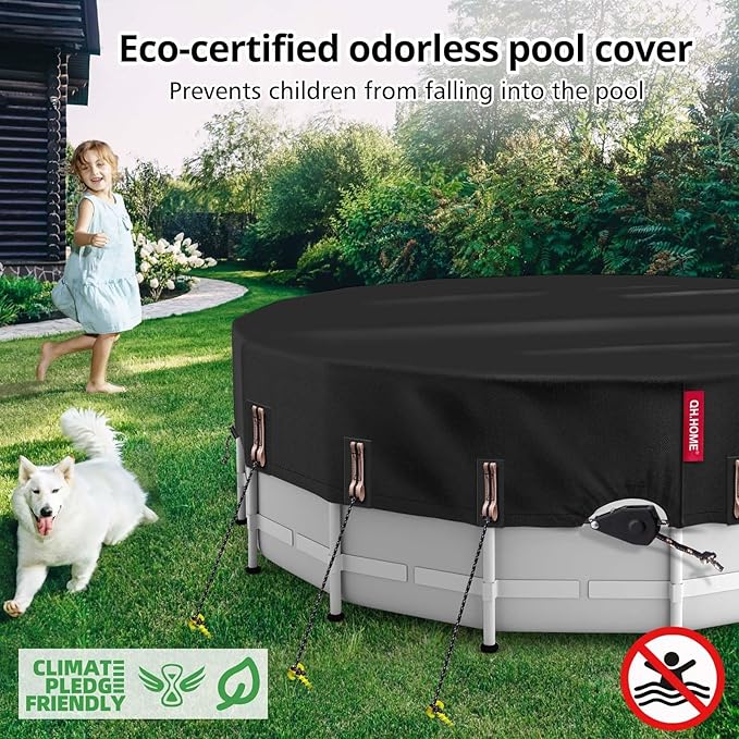 QH.HOME 21 Ft Round Winter Pool Cover with Fast Tightening Patented Ratchet,Pool Covers for Above Ground Pools, One-Piece Tear Resistant Swimming Pool Cover Protector with Upgraded Ultimate Windproof