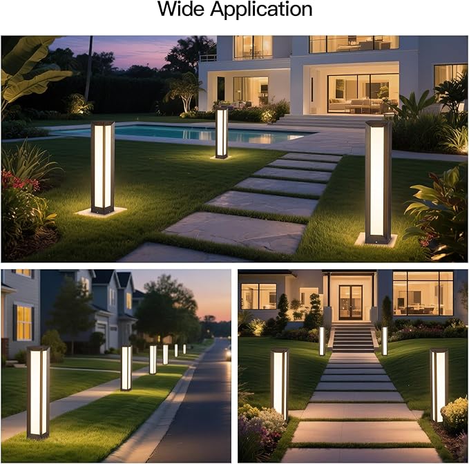 Outdoor Pathway Lights, 31.5" Landscape Path Light Wired, High Voltage Modern Bollard Lighting Fixture, Waterproof Driveway Floor Lamp Patio Lawn Walkway LED Lantern for Yard Backyard Pool Garden