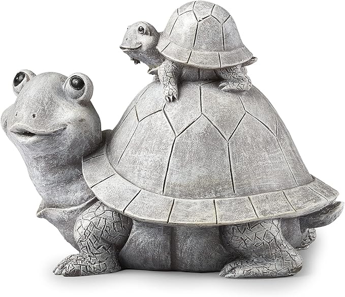 Roman Garden - Turtle and Baby Statue, 7" H, Pudgy Pals Collection, Resin and Dolomite, Decorative, Garden Gift, Home Outdoor Decor, Durable, Long Lasting