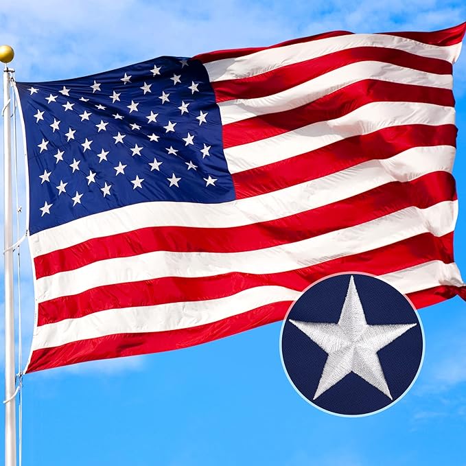 XIFAN Premium American Flag 6x10 Outdoor, Heavy Duty 420D Tough Polyester, Long Lasting US Flags for High Wind Outside with Embroidered Stars, Sewn Stripes, 3 Brass Grommets