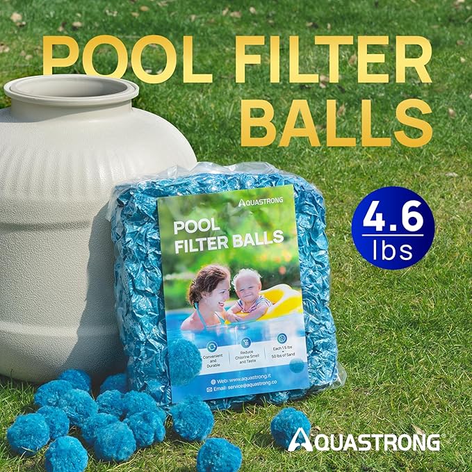 AQUASTRONG Pool Filter Balls for Sand Filter Pump, 4.6 lbs Reusable Sand Filter Balls (Replaces 150 lbs of Sand), Efficient Blue Filter Balls for Swimming Pools, Filter Pumps, Aquariums