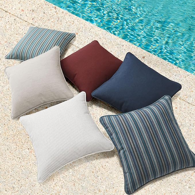 Sunbrella Decorative Outdoor Water Repellent Throw Pillows with Inserts, Set of 4, 16" x16" Pillows for Patio, Backyard, Bed, Couch, and Patio Furniture, Specrtum Indigo