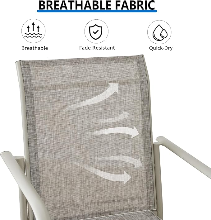 Outdoor Dining Chairs Set of 2, Stackable Patio Chairs with Textilene Fabric, Lightweight Garden Chairs for Poolside, Backyard, Camping, Grey