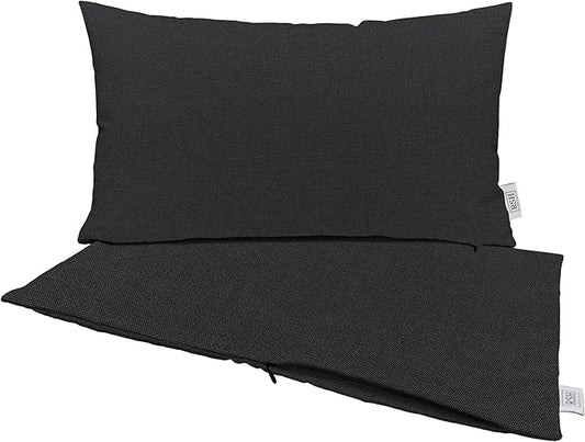 RSH DECOR: Sunbrella Pillow Covers Set of 2 | Covers Only - 20" x 12" | Outdoor Lumbar Pillow Covers Crafted with Sunbrella Performance Fabric | Canvas Black