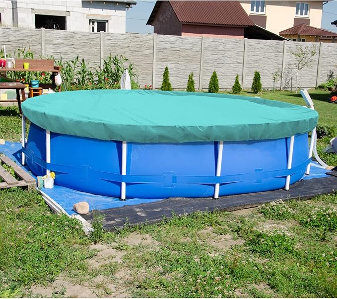 ECOOPTS 13 ft Round Pool Cover for Above Ground Pools, Swimming Pool Cover Protector Winter Safety Cover (Turquoise)