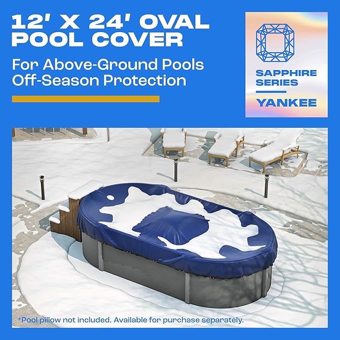 Yankee Pool Cover for Oval Pool | 12 x 24-ft | Oval Winter Pool Cover for Above Ground Pools | Extra Thick & Durable, UV-Resistant | Above-Ground Pool Protection