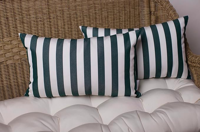 RSH DECOR: Sunbrella Pillow Covers Set of 2 | Covers Only - 20" x 12" | Outdoor Lumbar Pillow Covers Crafted with Sunbrella Performance Fabric | Mason Forest Green