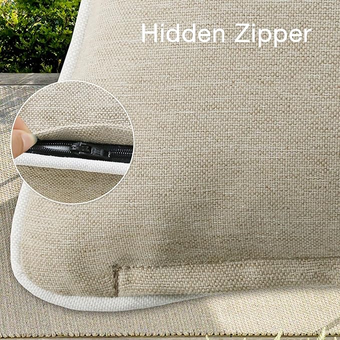 Decorative Outdoor Water Repellent Throw Pillows with Inserts, Set of 4, 20" x20" Pillows for Patio, Backyard, Bed, Couch, and Patio Furniture, Tan