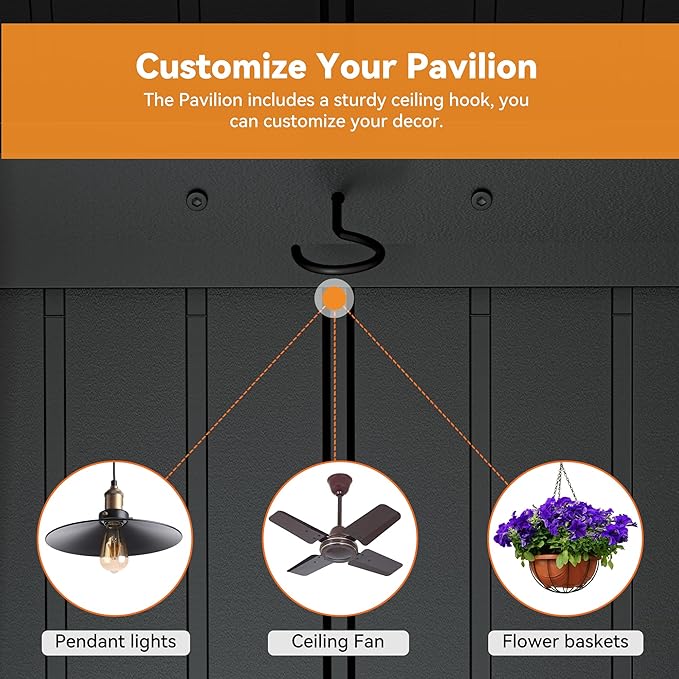 Modern Shade Tranquil Grove Wood Gazebo 12' x 24', Grill Gazebo with Galvanized Steel Roof, Mosquito Netting and Curtains, Permanent Hardtop Pavilion with Sturdy Hooks for Garden, Backyard