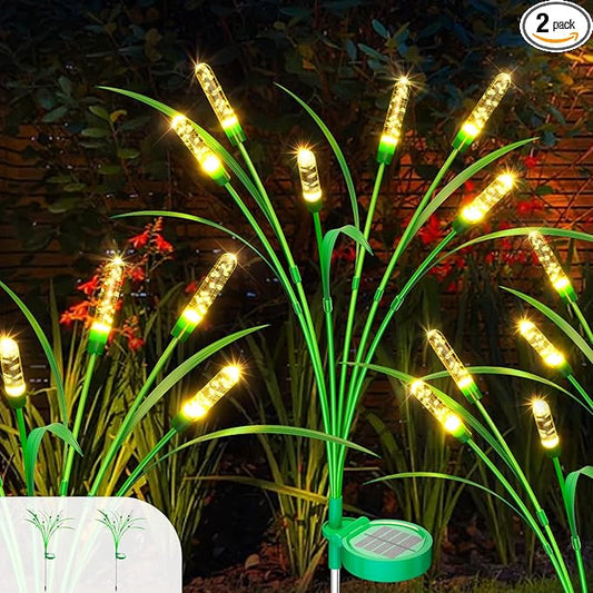 Solar Garden Lights 2 Pack, 16LED Swaying Solar Lights for Mother's Day, 30 Inches Waterproof Yard Light for Pathway Yard Outdoor Garden Decor, Gardening Gifts, Warm White