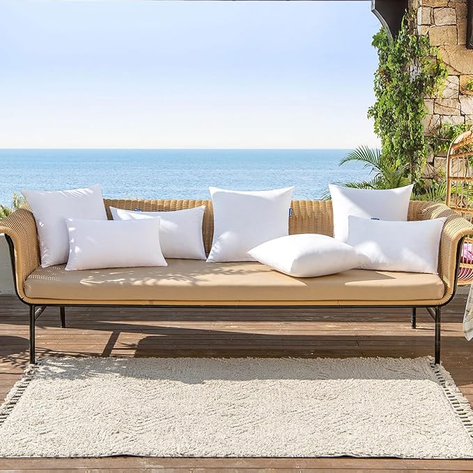 MIULEE 12x18 Pillow Insert Throw Pillow Insert, Outdoor Pillows Water-Resistant Premium Outdoor Pillow Stuffer Sham Lumbar for Couch Sofa Patio Furniture Cushion Porch Swing