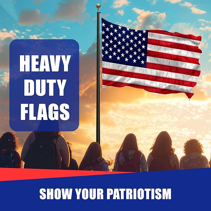 Super Tough 10ft x 15ft Nylon American Flag, Made in the USA, Embroidered Stars, Sewn Stripes