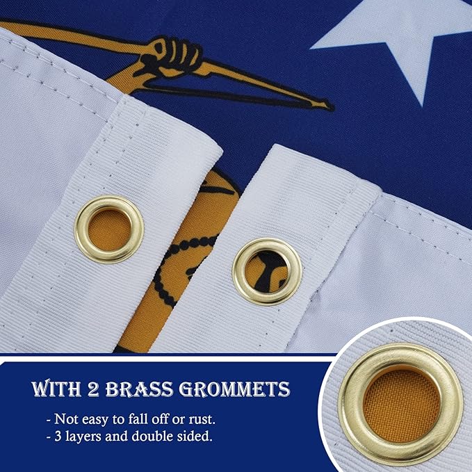 Bradford Massachusetts Flag 3x5 ft Outdoor, Double Sided MA State Flag 3 Layer, Vivid Color MA Flag with 2 Brass Grommets for House Room Decoration