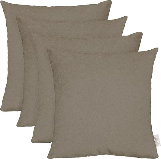RSH DECOR: Sunbrella Square Throw Pillows Set of 4 | 24" x 24" | Water and Fade-Resistant Performance Fabric | Outdoor Pillow Covers with Down-Alternative Inserts | Made in USA (Cast Shale Brown)