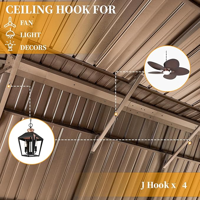 YOLENY 14'x22' Gazebo, Hardtop Gazebo with Galvanized Steel Double Roof, Pergolas Aluminum Frame, Netting and Curtains Included, Metal Outdoor Gazebos for Garden, Lawns