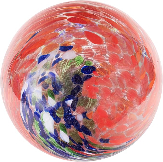 Echo Valley 8155 10-Inch Glow-in-the-Dark Illuminarie Glass Gazing Globe, Red Swirl