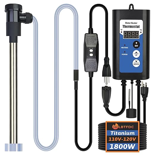 2000W Titanium Immersion Water Heater Portable Electric Hot Tub and Pool Submersible Water Heater with Temp Control & GFCI for above ground pool, Baptistry, Bathtub, Swim spa & Swimming Pools