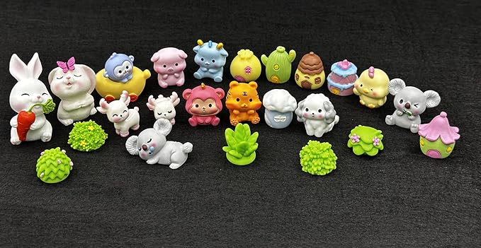 Geiomoo Mini Resin DIY Crafts Set, Miniature Fish Tank Mixed Garden Accessories for Landscape Home Decors (25 Pcs)