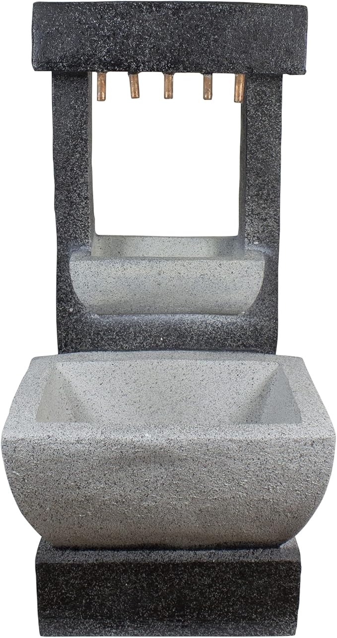LED Lighted Rainfall Outdoor Water Fountain with Planter - 26"
