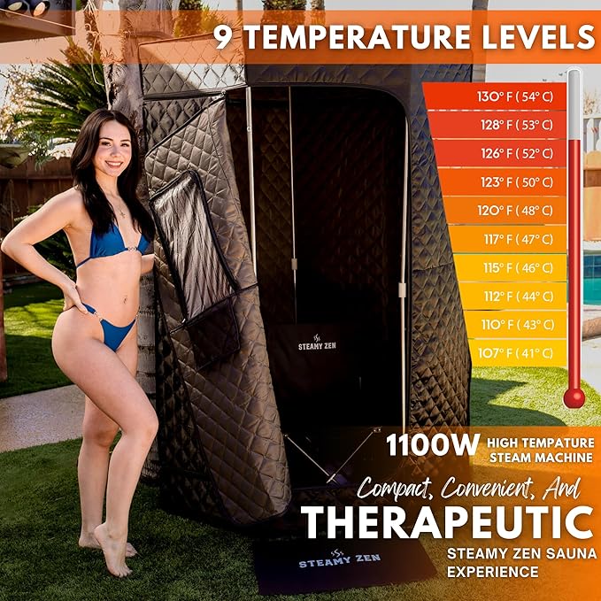 Portable Sauna Box for Home – Steamy Zen Pop Up Steam Sauna with 3L Steamer, Remote, Chair & Mat – Indoor Portable Sauna for Relaxation, Detox & Weight Loss