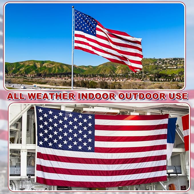 American Flag 3x5 ft for Outside, Tearproof Super Tough Series, Heavy Duty Spun Polyester, All Weather US Flag High Wind with Embroidered Stars, Brass Grommets, Ultra Durable USA Flags for Outdoor