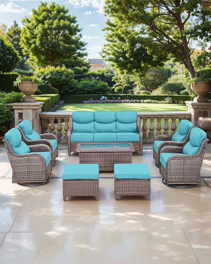 Luxury 24x24x6 Inch Smile Outdoor Seat Cushions Set of 2 - Superior Comfortable Water-Repellent Patio Chair Cushion for Porch Rattan Dining Glider Loveseat Sectional Sofa - Turquoise