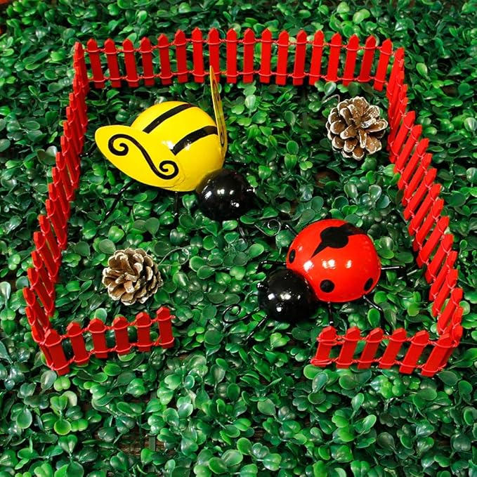 Prsildan Miniature Fairy Fence, Wood Ornament Mini Fence with Dollhouse Scene Props 40 Inches