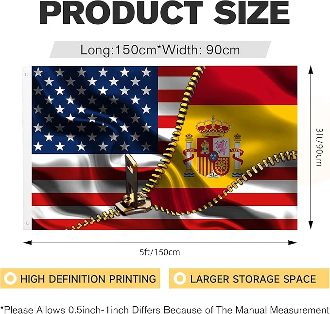 Vintage American America Usa Spanish Spain Flags For Outside Yard 3x5 Ft Double Sided Printed 100d Polyester Lightweight Garden Welcome Outdoor Banner Brass Grommets