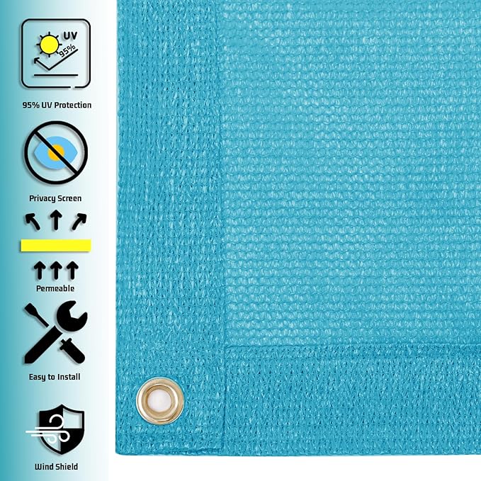 SUNNY GUARD Shade Cloth Custom Size 12x16 FT Sun Shade Screen Fabric Shade Cover Tarp with Grommets for Pergola Backyard Garden, Turquoise(We Customized)