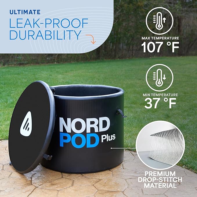 Lifepro NordPod Plus Portable Ice Bath Tub – Cold Plunge Recovery Tub for Athletes, Outdoor/Indoor Use – XL 80-Gallon Capacity with All-Weather Lid – Foldable Ice Pod for Cold Water Therapy
