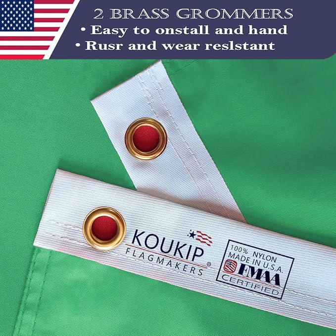 Double Sided Ireland Flag 3x5 Made in USA Outdoor Heavy Duty 3 Ply Polyester Irish Flag with White Starting Tape and 2 Brass Grommets