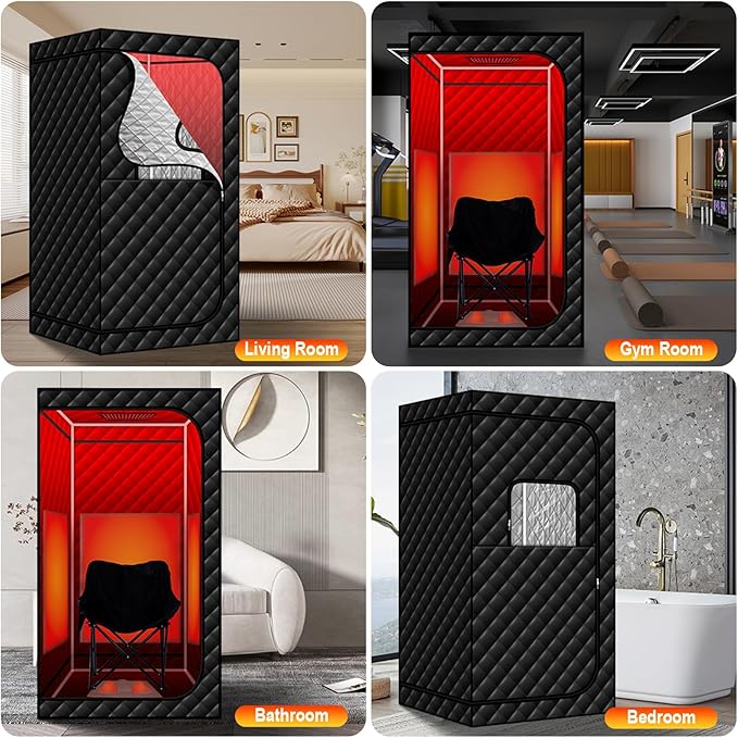Portable Infrared Sauna with Red Light, Personal Sauna Spa with Remote Control and Large Foldable Chair, Full Size Dry Heated Home Saunas Tent for Detoxation & Relaxation