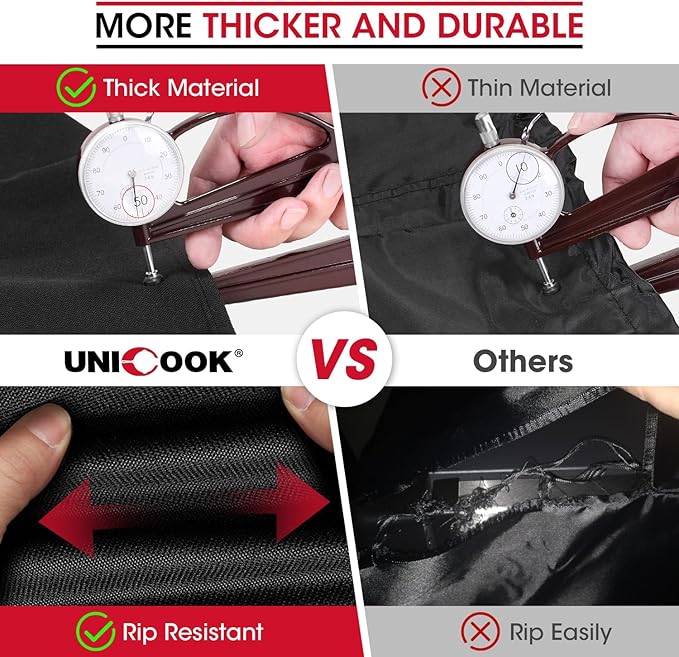 Unicook Griddle Cover Compatible with Weber 28 Inch Gas Griddle, 55" Grill Cover Compared to Weber 7771, Heavy Duty Waterproof 3 Burner Flat Top BBQ Protector with Hood, All Weather Protection, Black