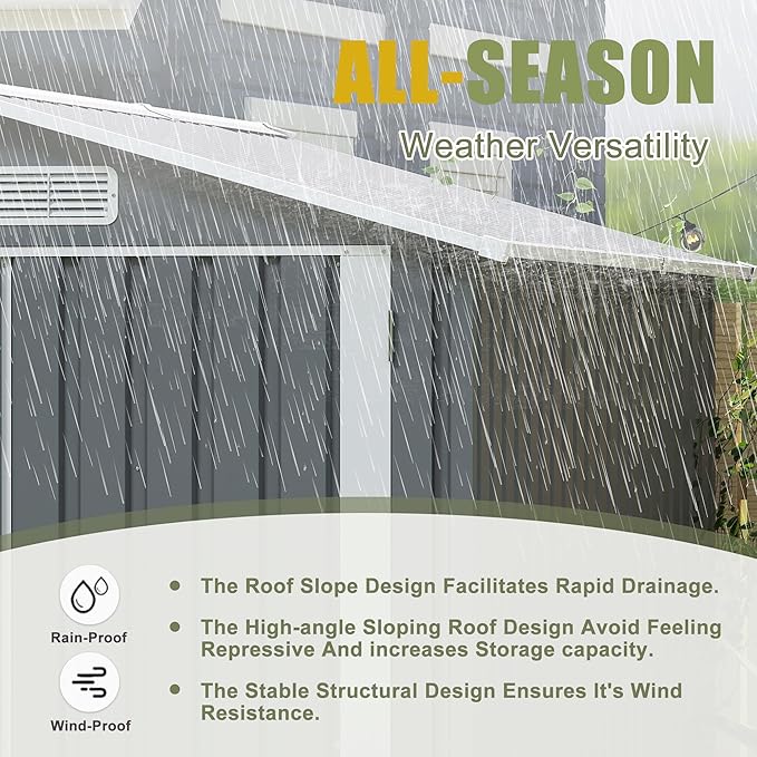 6x8 FT Sheds & Outdoor Storage,Steel Storage Shed with Lockable Doors and Window,Waterproof Garden Shed w/Roof Slope Design & Weather Versatility,Tool House for Storing Bicycles,Dark Gray