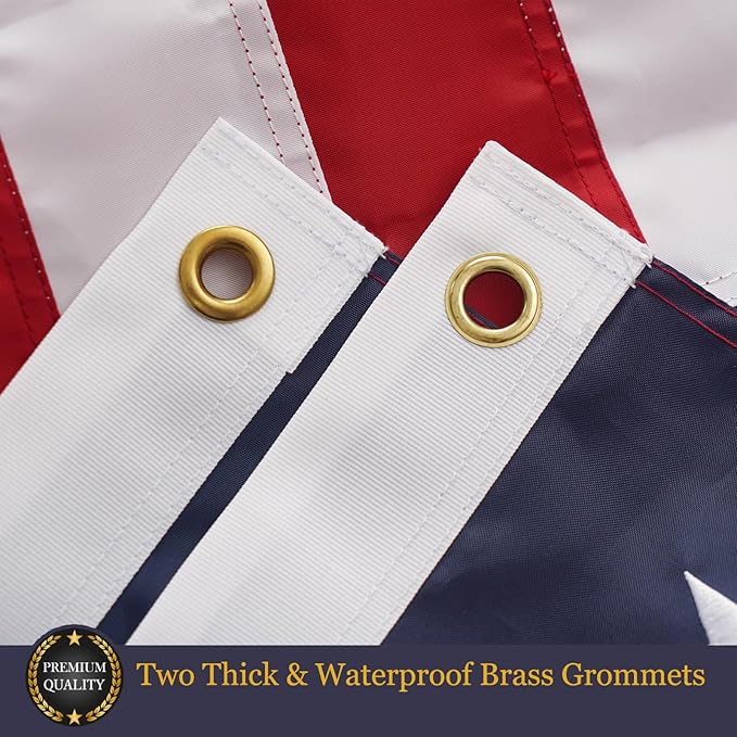 Homissor American Flags for Outside US Flag 3x5 Heavy Duty Outdoor USA Banner Embroidered Stars High Wind All Weather Sewn Stripes Brass Grommets