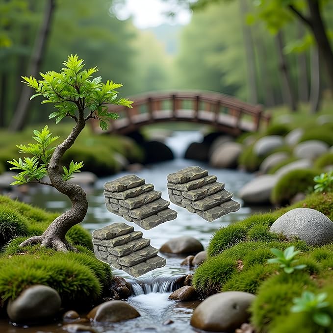3 Pcs Miniature Resin Bridge Stair Stone Straight Bridge Stairs Stone Steps Garden Fairy Ornament Flower Pot Plant Micro Landscaping Decor Bonsai Craft Straight Stairs Outdoor Statues Outdoor Décor