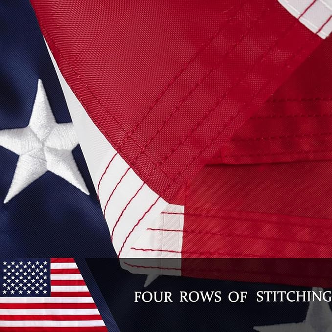American Flag 6x10ft Long Lasting for Outside, Heavy Duty Nylon, Embroidered Stars, Brass Grommets, Perfect for Outdoor US Flags Show Your Patriotism