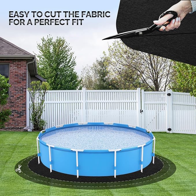 VINGLI 15 FT Round Pool Liner Pad for Above Ground Swimming Pools, Extra Thick Swimming Pool Liner, Prevent Punctures, Weed Barrier, Black