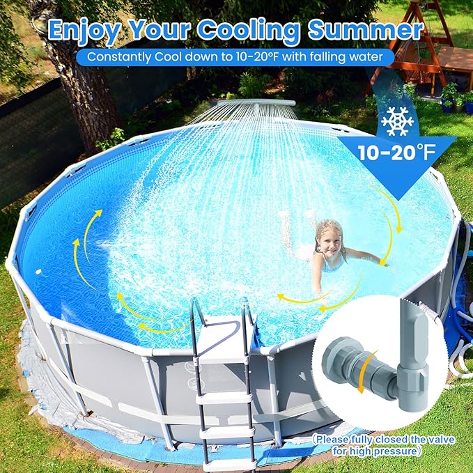 Pool Fountain for Above and Inground Pools,Upgraded Dual Spray Pool Aerator with 9-Color LED Lights and 4 Modes, 360° Adjustable Pool Sprinkler Fountain Pool Cooler Pool Accessories Pool Decor