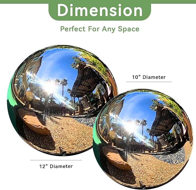 Lily's Home Gazing Globe Mirror Ball in Silver Stainless Steel - 10 Inch
