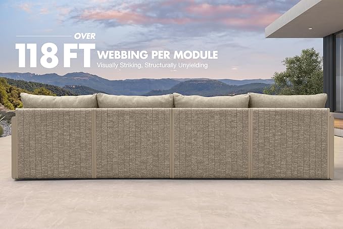 PURPLE LEAF Patio Furniture Set 13 Pieces Patio Seating Sofas Aluminum Furniture Outdoor Couch Sectional Set with Cushions and Aluminum Table Patio Conversation Sets Beige