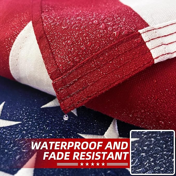 Premium American Flag 3x5 Ft 3 Pack TearProof Series for Outside, Heavy Duty Outdoor，Longest Lasting, Super Tough Fade Resistant Spun Polyester, High Wind US Outdoor Flags Embroidered Stars, Sewn Stripes, Brass Grommets