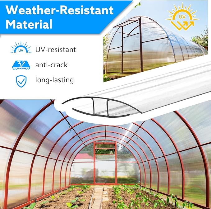 Polycarbonate Greenhouse Panel Connectors – 10 Packs, 4FT H Connectors Fits 4 or 6 MM Panels, UV-Resistant Greenhouse Joining Strips for DIY Garden Greenhouses and Cold Frames