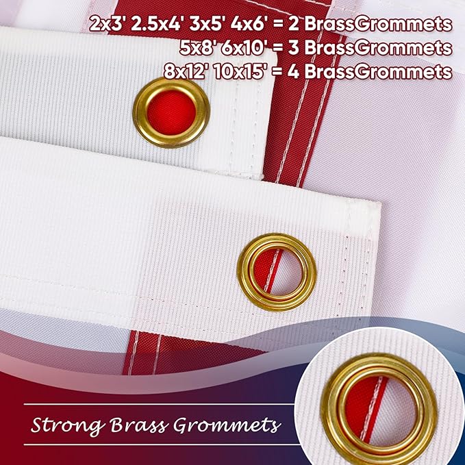 4x6 American Flag for Outside, Heavy Duty Outdoor, All Weather, Embroidered Stars with Brass Grommetss (USA Flag 4X6 FT)