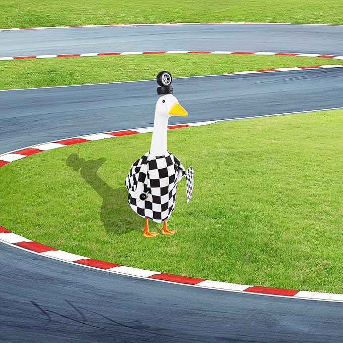 Porch Goose Outfits Cement Goose Race Car Driver Costume Clothing Racer Jumpsuit Clothes Goose Racing Suit Accessories