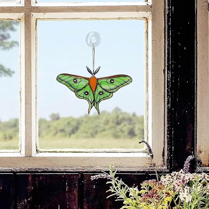 2024 New Handmade Stained Glass Butterfly Suncatcher, Sun Catcher Hanging for Car, Butterfly Decorations and Gifts for Women (C-Orange)