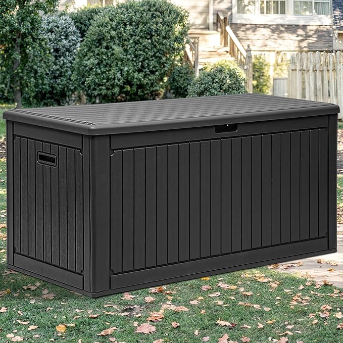 YITAHOME 260 Gallon Large Deck Box with Divider & Side Handles, Outdoor Double-Wall Storage for Patio Furniture Cushions, Garden Pool Accessories, Water Resistant & Lockable